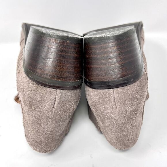 Lucky Brand Folley Taupe Suede Leather Pull On Low Block Heel Bootie 7.5 - Picture 8 of 11